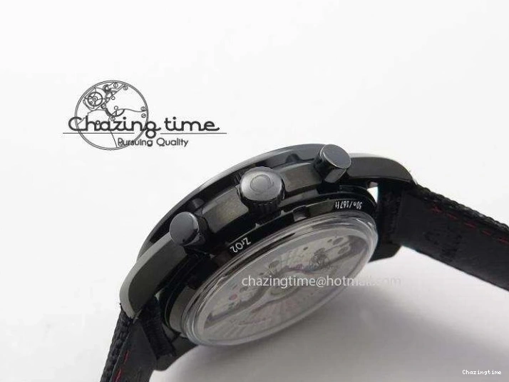 0817 DailyWear Speedmaster Professional Chronometer PVD Black Dial On Black Leather Strap A 8259